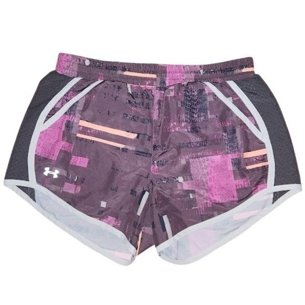 Under Armour Fly‎ By Running Shorts Womens XS Purple Abstract Print HeatGear C37